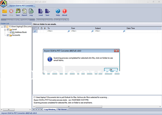 Aryson OLM to PST for Windows Outlook Screenshots
